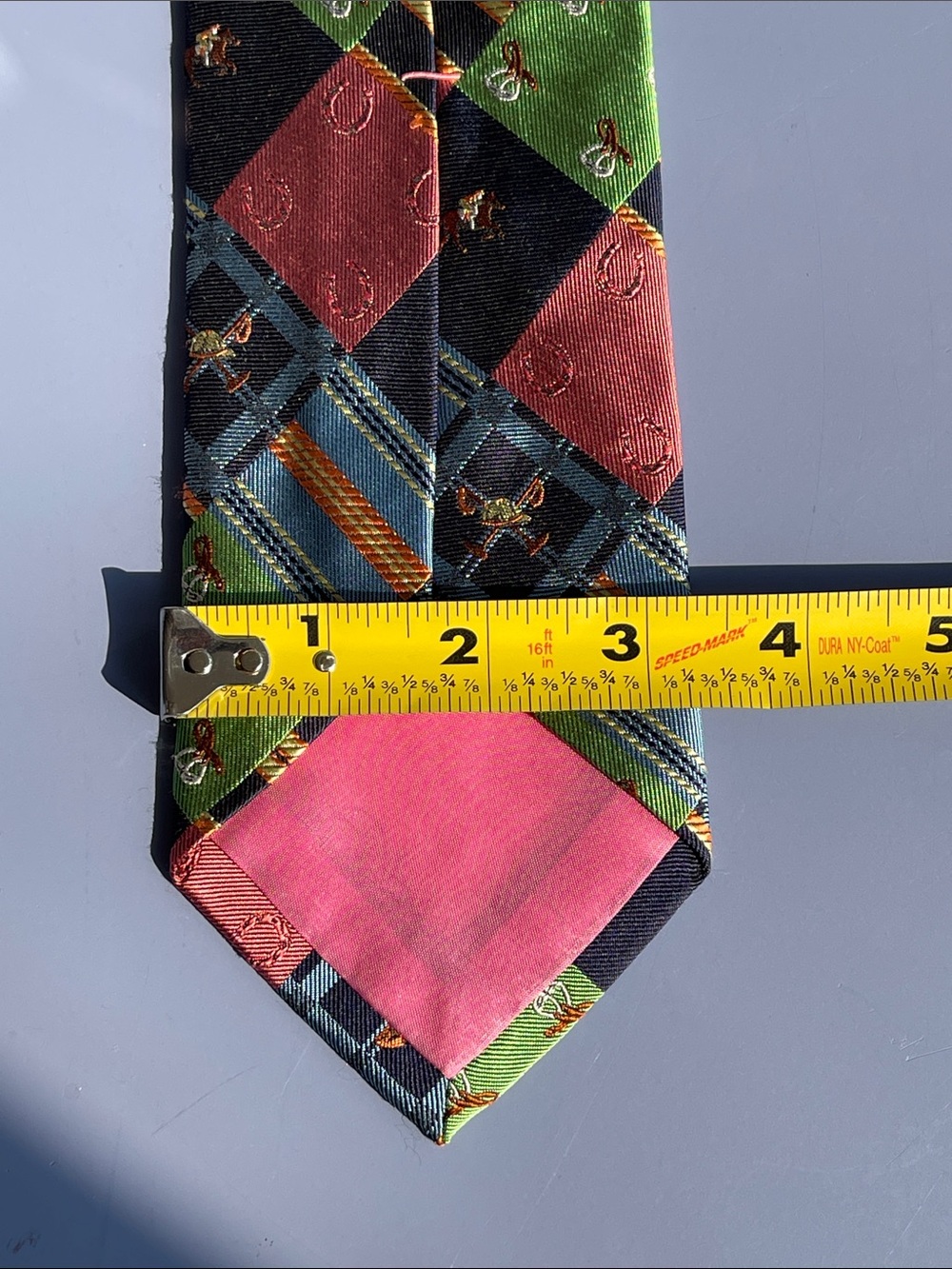 Lilly Pulitzer Vintage Kentucky Derby Silk Tie in Coral, Olive & Navy - Picture 6 of 7
